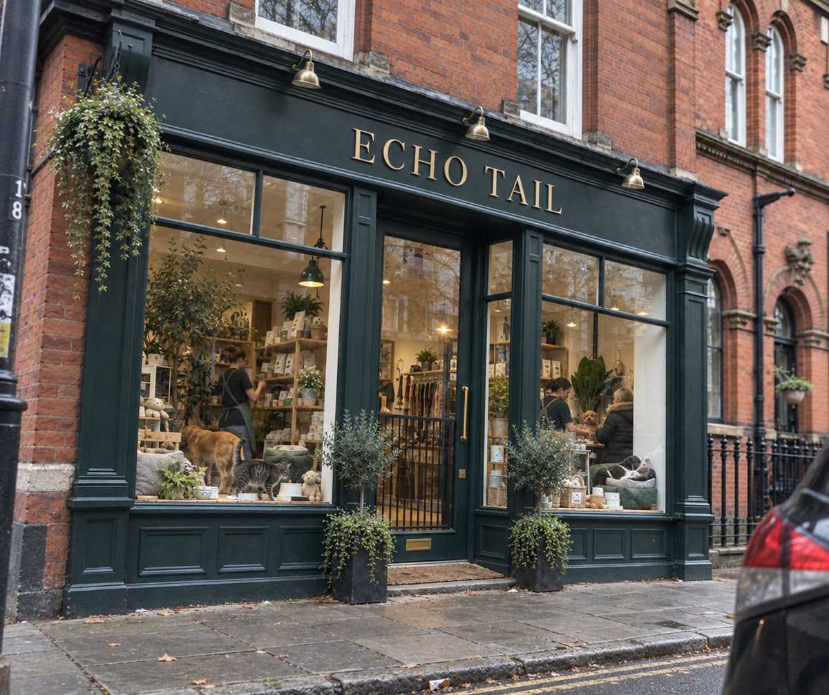 Exterior view of the ECHO TAIL pet business in Manchester