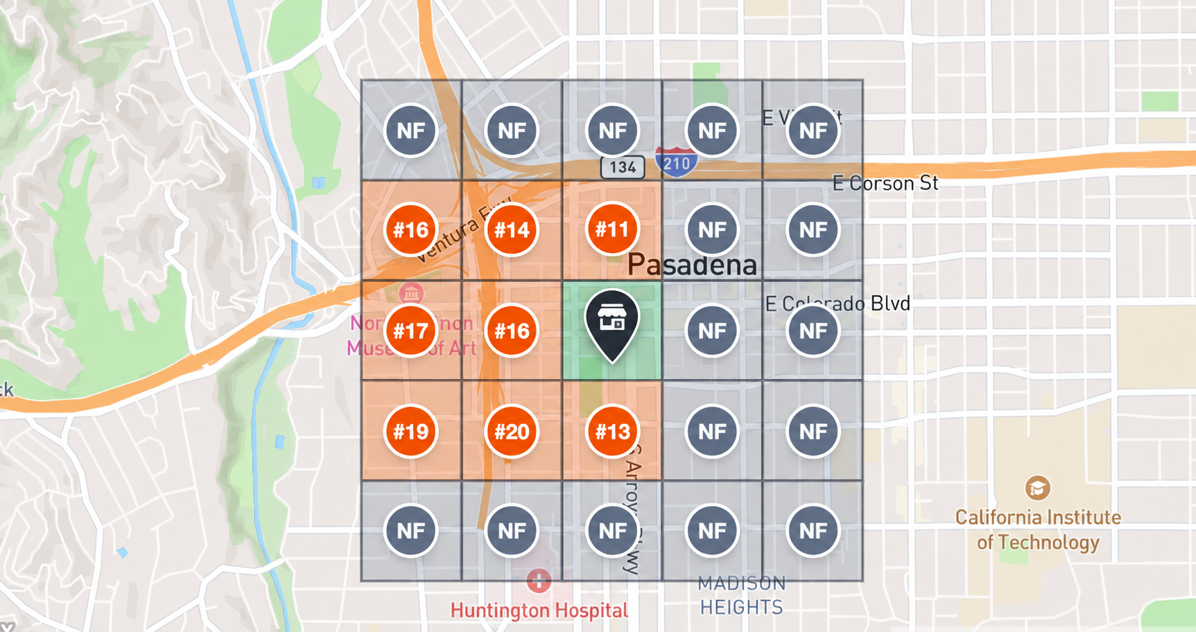 Baseline Google Maps local rank tracking heatmap